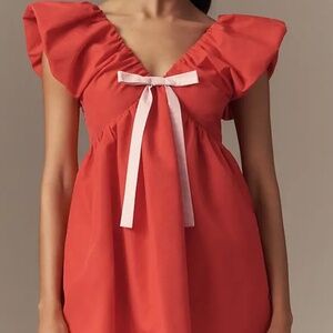 Endless Rose Flutter-Sleeve V-Neck Bow A-Line Mini Dress